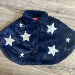 Betsey Johnson Navy Faux Fur Star Cape for Kids